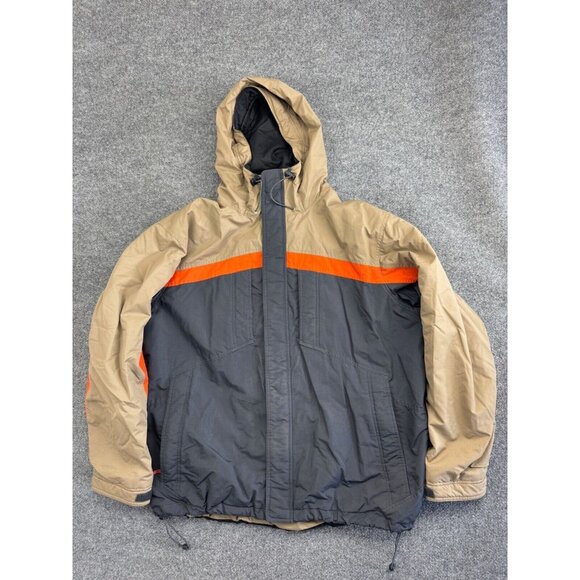 Vintage Nike Winter Jacket Men's XXL Tan Gray Zip Up Hooded Swoosh Y2K 3-in-1